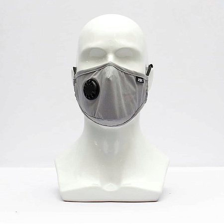 Защитная маска FSK с клапаном выдоха и со сменными угольными фильтрами, серая
