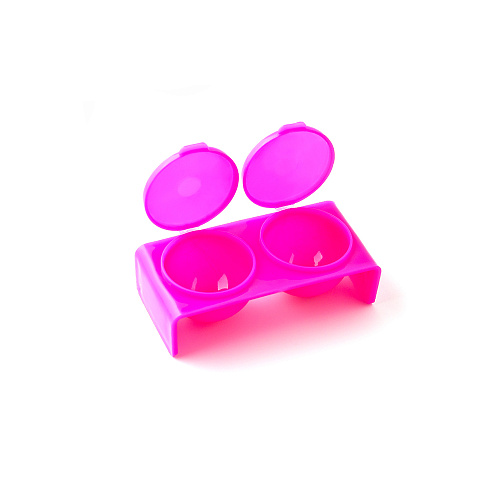 Пластиковый контейнер двухсекционный с крышкой (розовый)