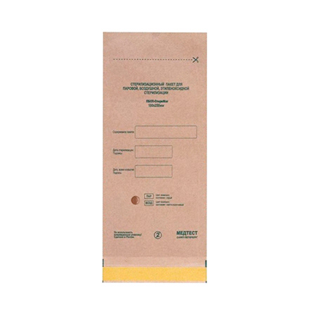Крафт-Пакет 75*150 №100 самоклеющийся коричневый Медтест