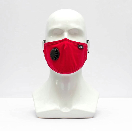 Защитная маска FSK с клапаном выдоха и со сменными угольными фильтрами, красная