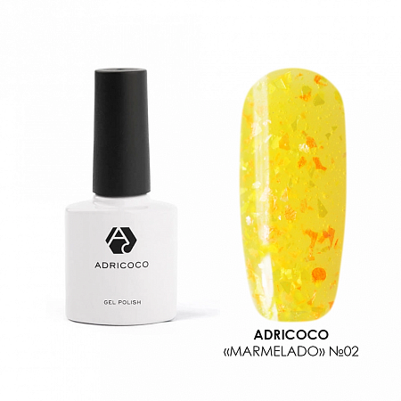 Неоновый гель-лак  Marmelado с разноцветной слюдой №2 лимонные дольки, ADRICOCO, 8 мл