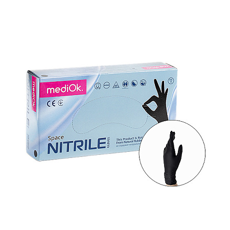 Перчатки нитрил mediOk черные M (100 шт/уп)