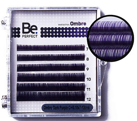 Цветные ресницы Be Perfect Ombre Purple MIX 6 линий (D/0.10/7-12)