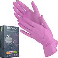 Перчатки нитриловые неопудренные нестерильные BENOVY (цвет: розовый), размер S №9130