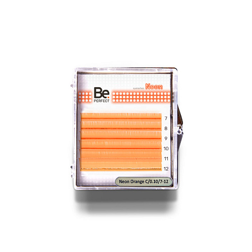 Цветные ресницы Be Perfect Neon Orange MIX 6 линий (D/0.10/7-12)