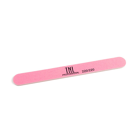 Пилка для ногтей узкая 220/220 высокое качество (розовая) в индивидуальной упаковке