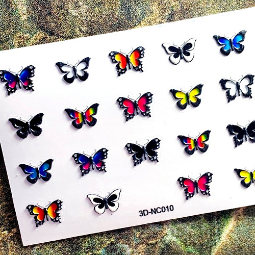 Самоклеящийся объемный стикер для ногтей 3D-NC-010 Бабочки