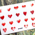 Самоклеящийся объемный стикер для ногтей 3D-NC-007 Сердечки