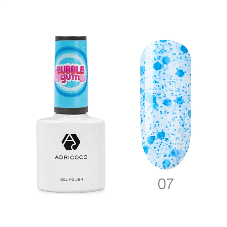 Гель-лак Bubble gum с цветной неоновой слюдой №07 морозная голубика, ADRICOCO, 8 мл