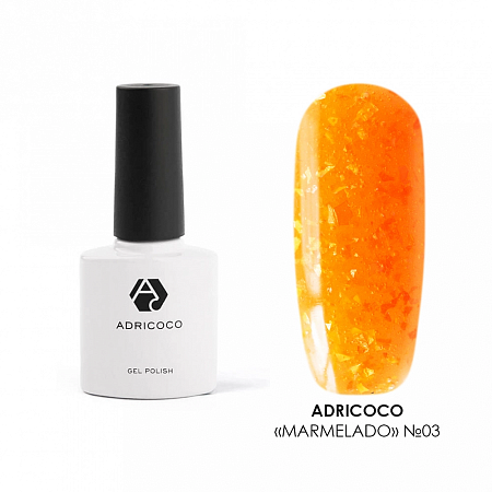 Неоновый гель-лак  Marmelado с разноцветной слюдой №3 апельсиновая карамель, ADRICOCO, 8 мл