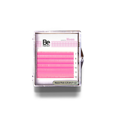 Цветные ресницы Be Perfect Neon Pink MIX 6 линий (C/0.10/7-12)