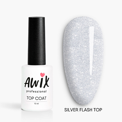 Закрепитель для гель-лака AWIX Silver Flash Top, 10 мл