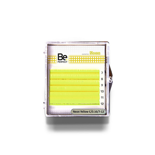 Цветные ресницы Be Perfect Neon Yellow MIX 6 линий (C/0.10/7-12)